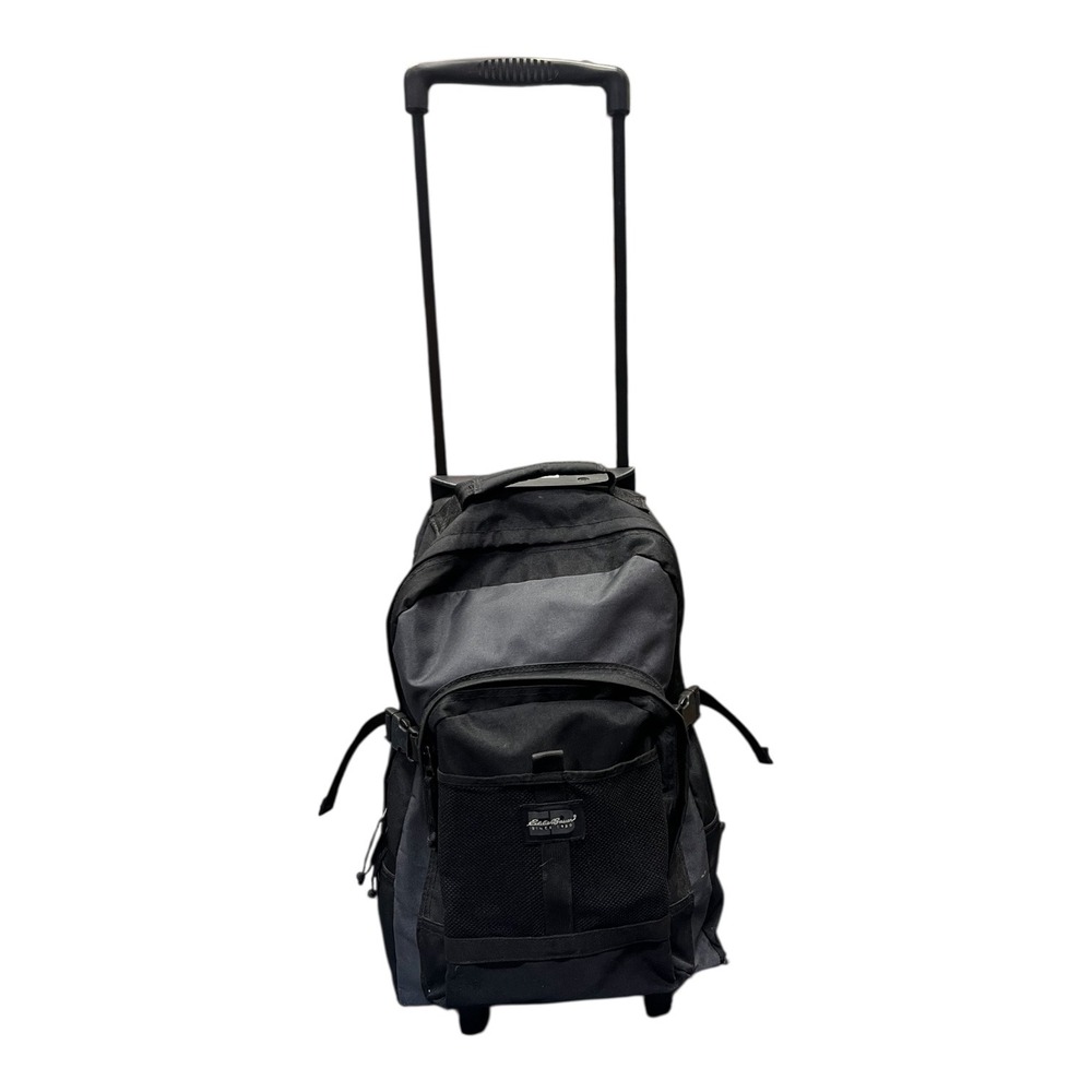 Eddie Bauer Rolling Backpack Black Gray Travel Luggage Telescoping Handle